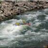 Inflatable kayak underwater on the Salmon River, just like a rubber ducky it popped up just fine!